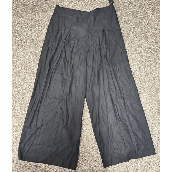 POLO RALPH LAUREN Linen Wide Leg Palazzo Pant Black Pockets Sz 18 Workwear - Picture 2 of 10